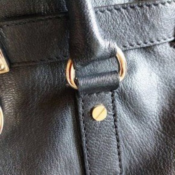MICHAEL KORS Hamilton Black Gold hardware Large Satchel Purse - Picture 10 of 14
